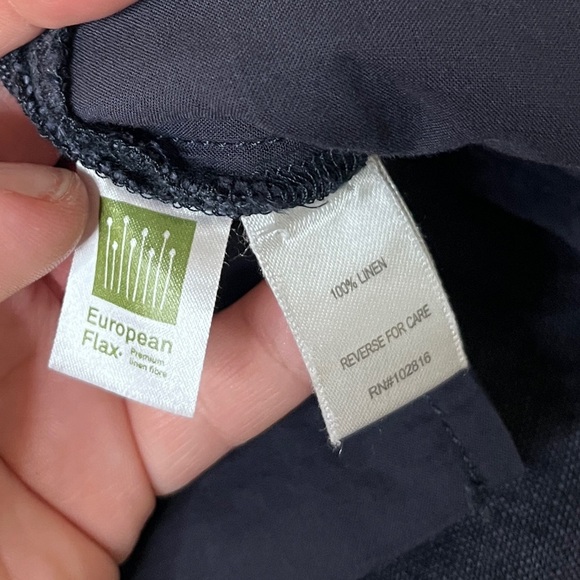 Garnet Hill 100% Linen Navy Blue Wide Leg Pants sz 10 Lagenlook Coastal Grandma - Picture 7 of 10